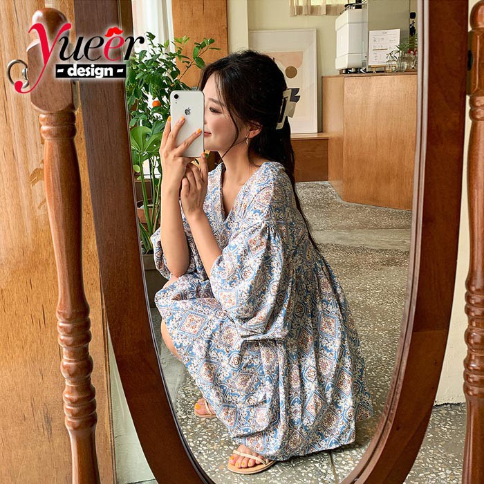 Đầm Đi Biển Một Mảnh Tay Phồng Phong Cách Baroque Hàn Quốc
