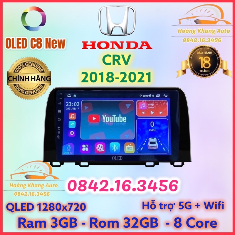 Màn hình android OLED C8 New theo xe CRV 2018 - 2021  kèm dưỡng và jack nguồn zin theo xe