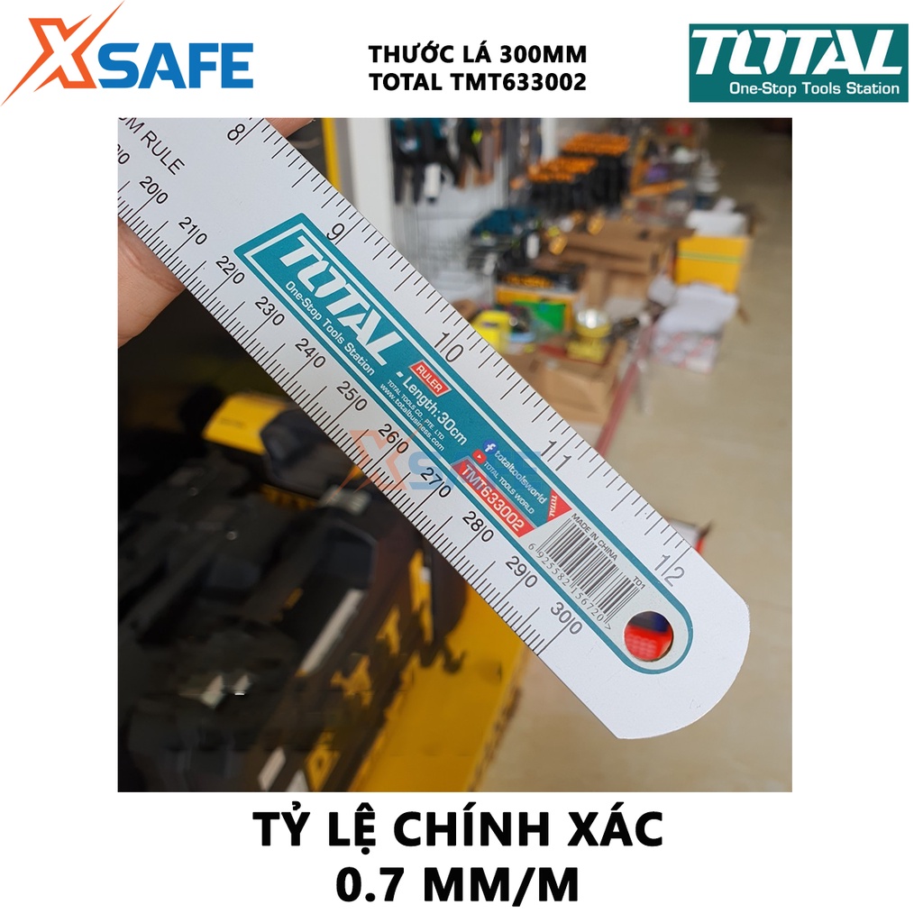 Thước đo TOTAL TMT633002 Thước lá dài 30cm, rộng 3cm, nhôm anodized chịu lực, chịu nhiệt tốt - Chính hãng