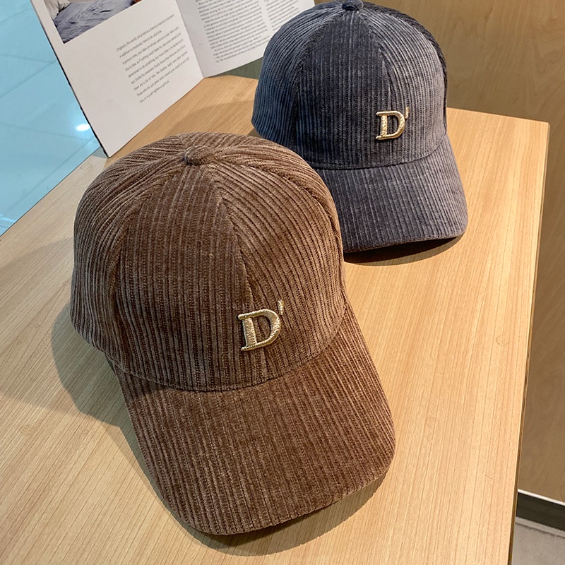 Mũ Lưỡi Trai Vải Nhung Thêu Chữ D Phong Cách Hàn Quốc Thời Trang Mùa Thu