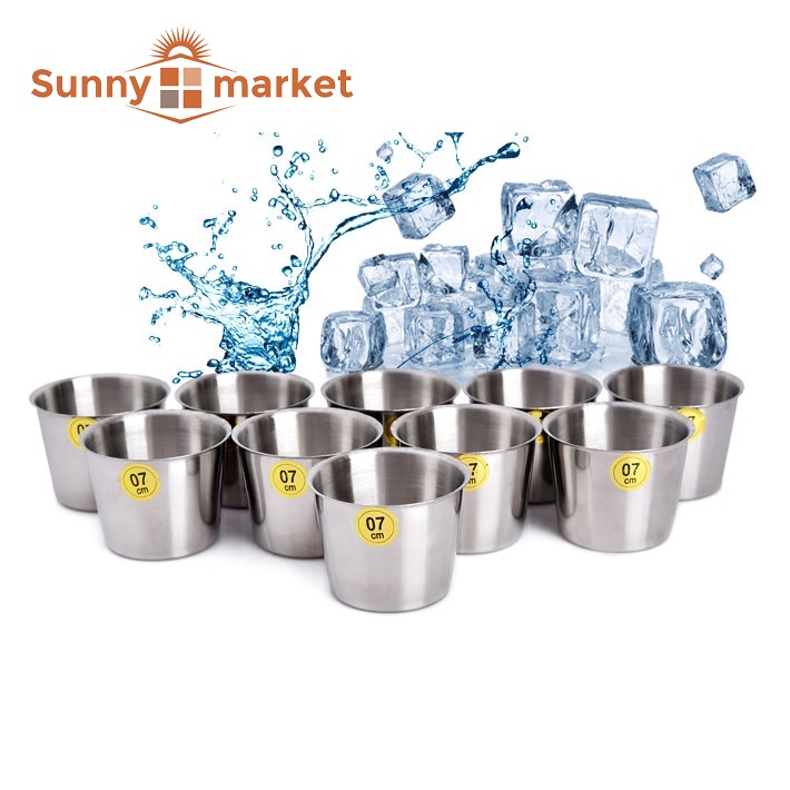 Bộ 5 ly inox 304 cao cấp size 7cm làm đá, khuôn làm bánh flan, rau câu, cupcake