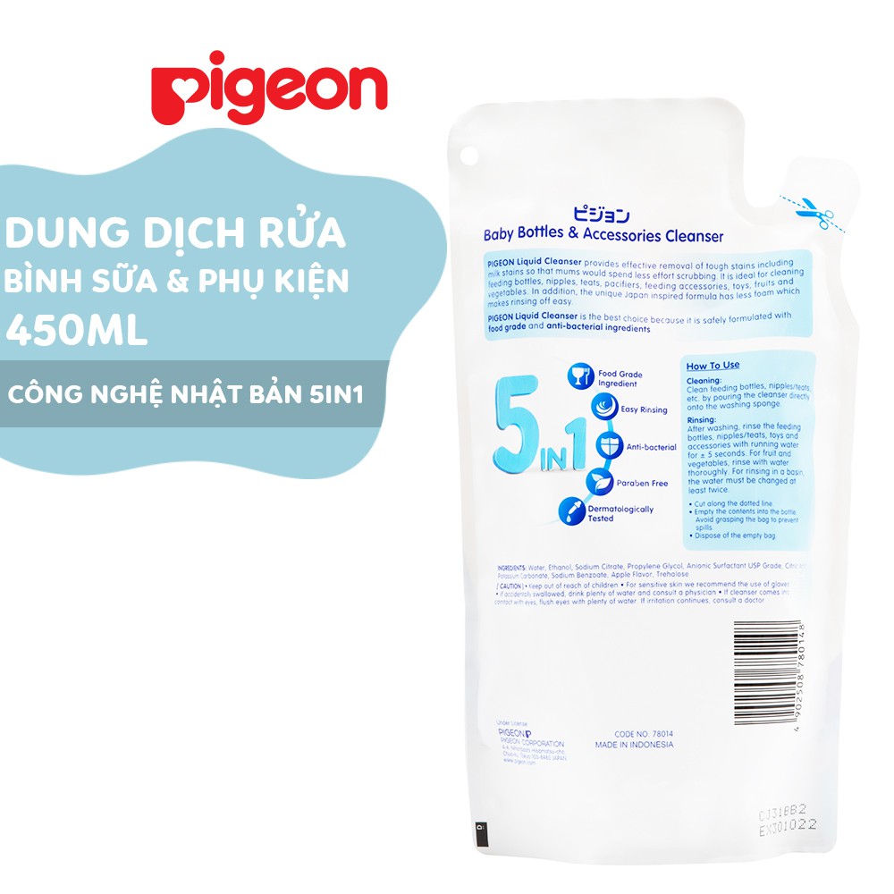 Dung dịch súc rửa bình sữa & phụ kiện Pigeon 450ml