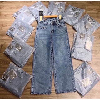 Quần jeans ống rộng cạp cao