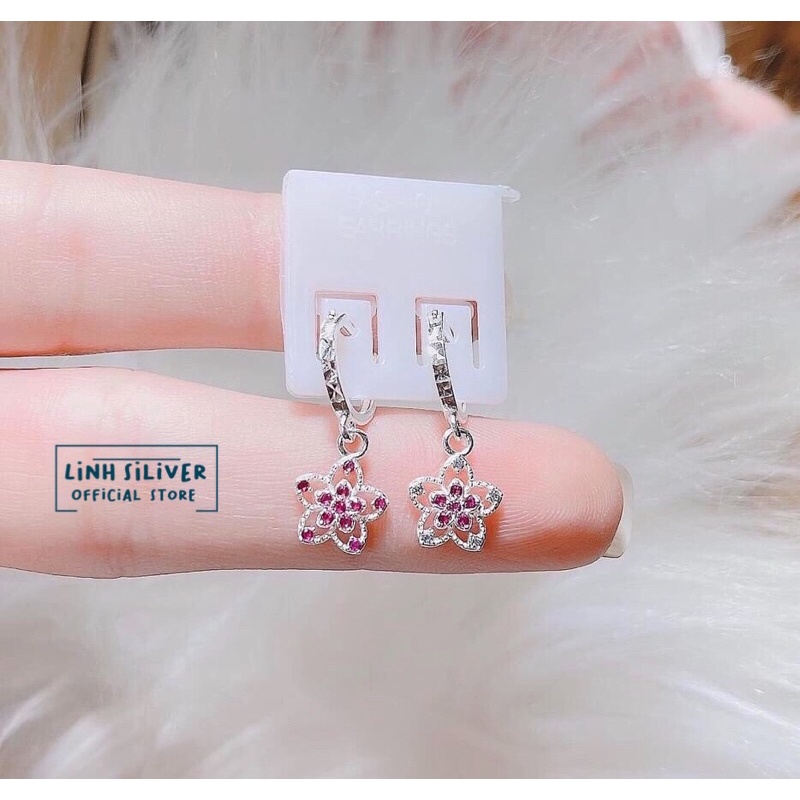 BÔNG TAI TREO HOA CỰC XINH CHO BÉ GÁI - Khuyên bạc ta có 2 màu