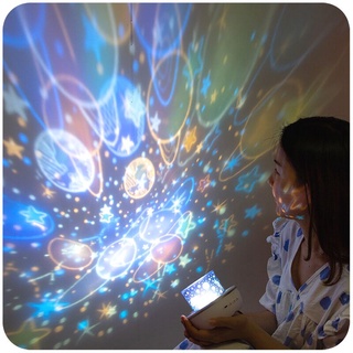 Đèn Ngủ Chiếu Sao Tự Xoay 3D