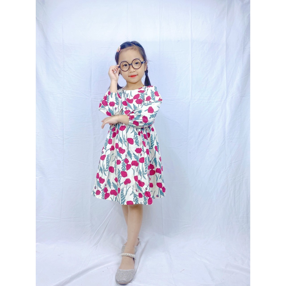 Váy Bé Gái Size Đạị Hml  Thu Đông Chất Thô Mềm, Đầm Cho Bé Hoa Nhí Từ 1-10 Tuổi Mã A42