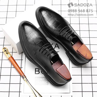 Giày tây nam đẹp cao cấp da bò thật (thường + tăng chiều cao) GD90