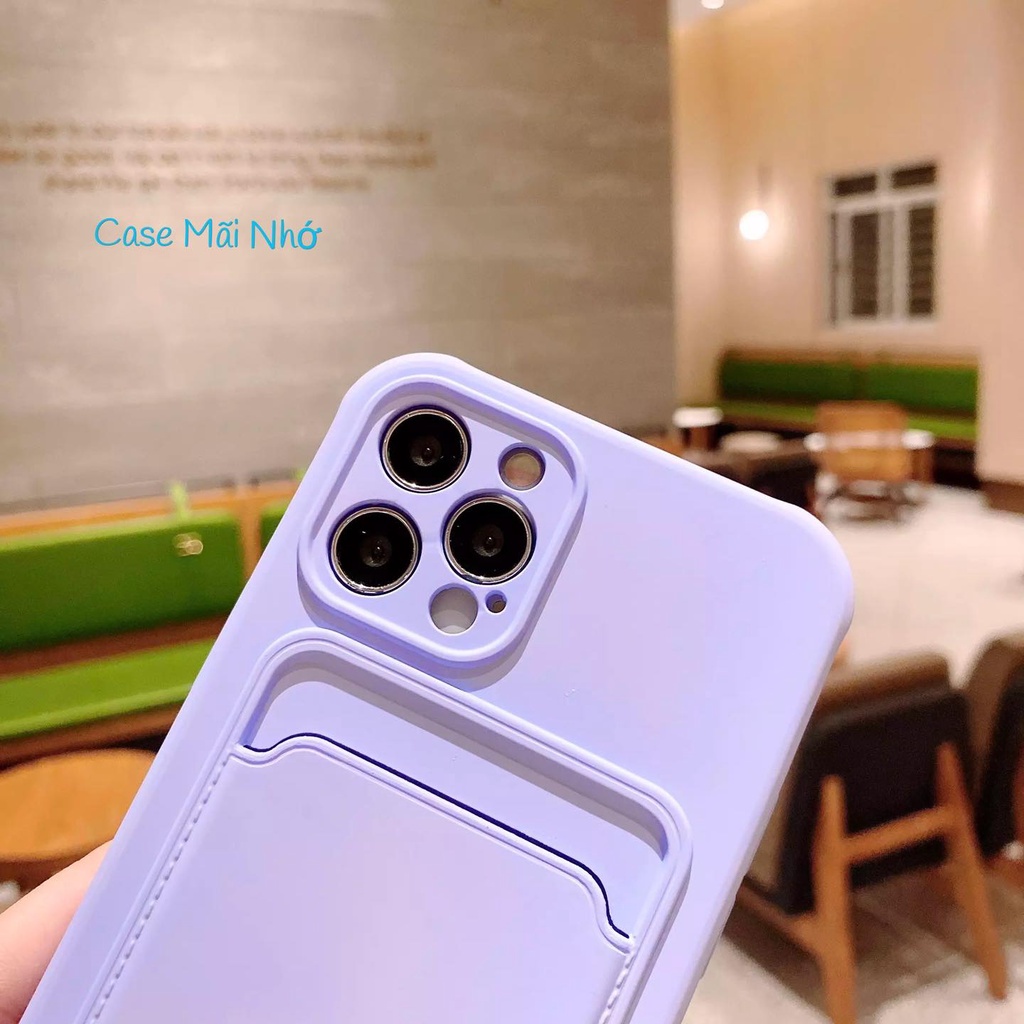 Ốp iphone tím ngăn đựng thẻ. Bảo vệ camera