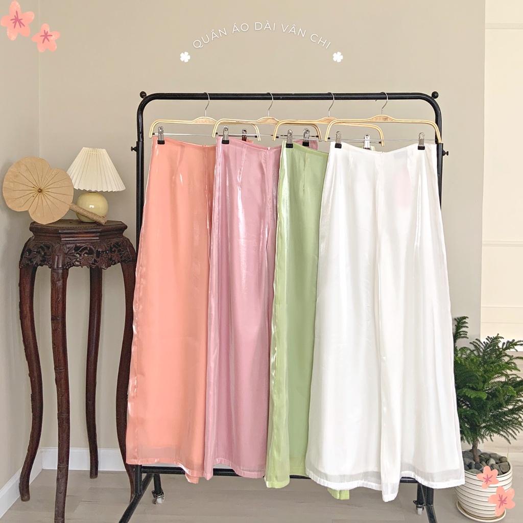 Sumire Store Quần Áo dài organza dây kéo ống rộng Vân Chi - 07 màu