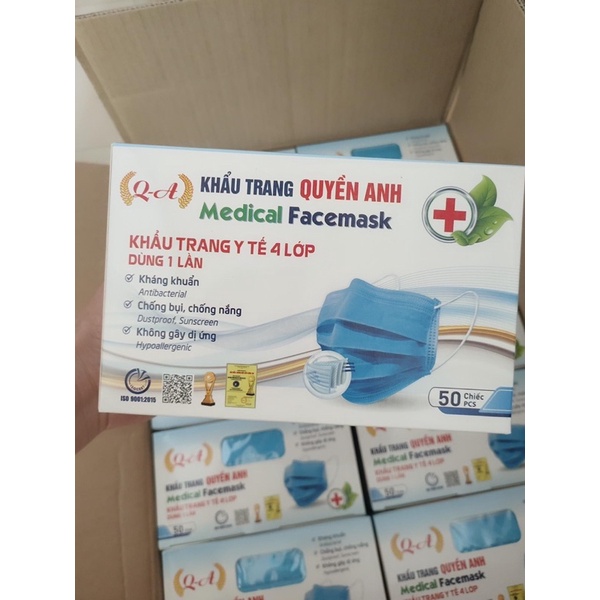 [Hộp 50 cái] Khẩu Trang Y Tế Quyền Anh 4 Lớp Kháng Khuẩn Cao Cấp hàng loại 1
