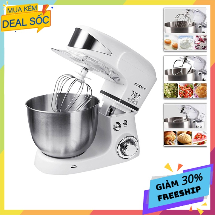 (Hàng chính hãng) Máy nhào bột SOKANY công nghiệp 1000W Dung tích 5L - Đánh trứng, trộn salad, đánh kem tươi