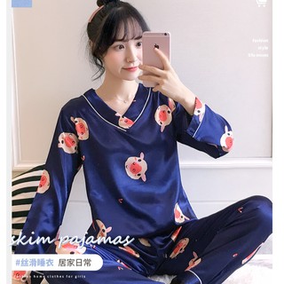 Bộ Lụa Mặc Nhà Heo Xanh cổ V 🌿 IVY400