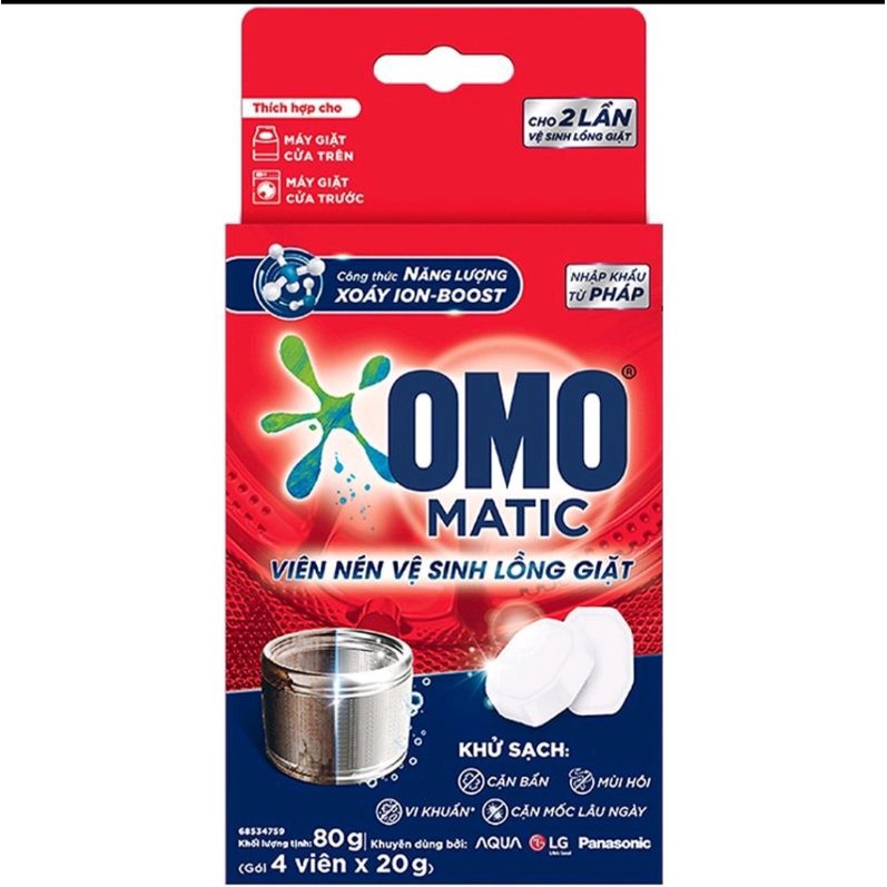 Omo matic viên nén vệ sinh lồng giặt 80g