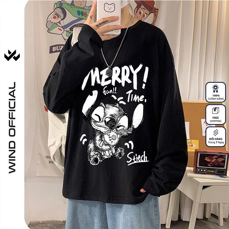 Áo thun tay dài WIND phông unisex form rộng MERRY sweater thời trang nam nữ oversize