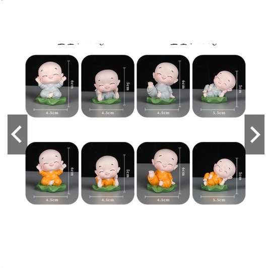 Set tiểu hoà thượng ngồi lá sen phối bình bóng trang trí taplo Ô Tô- Dũng An shop