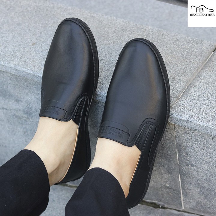 Giày Lười Nam Không Dây Cao Cấp Da Thật Xuất Khẩu VN Da Bò Đế Khâu | BigBuy360 - bigbuy360.vn