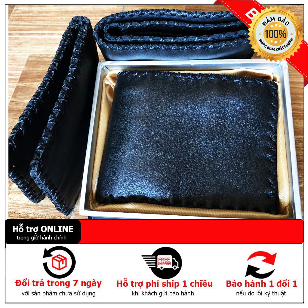 Ví Da Bò Xuất Khẩu Atshoes Càng Dùng Càng Bóng Mềm Mịn Vxk10 (Đen)