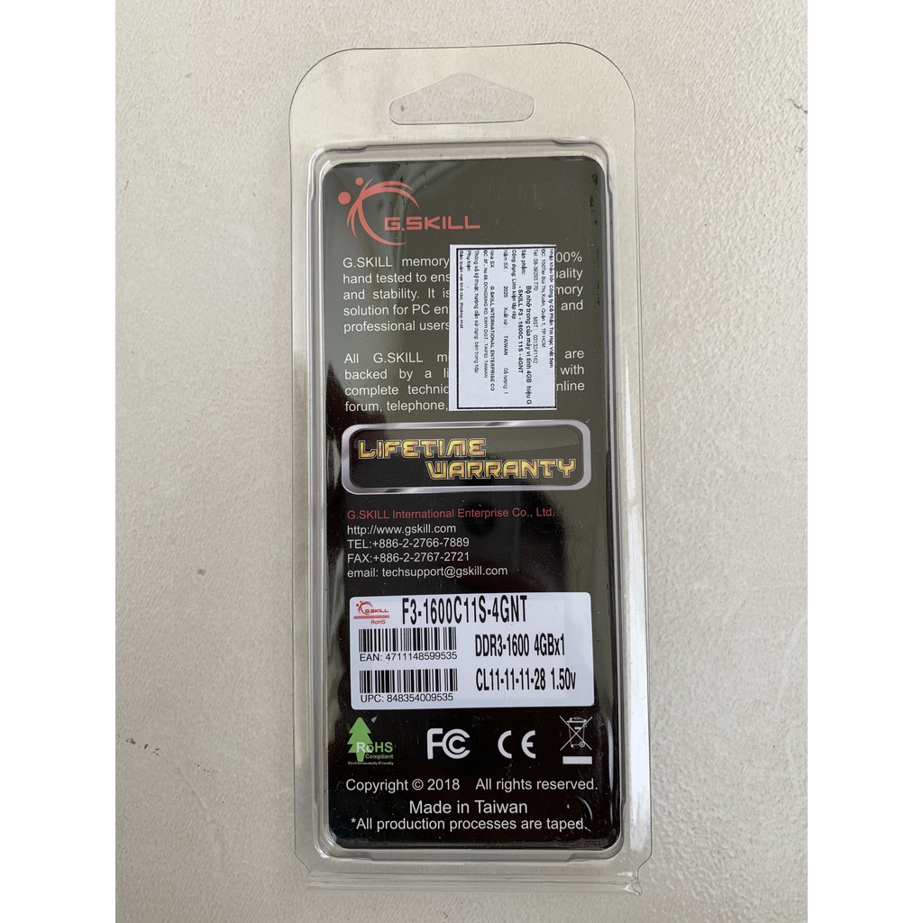 [Mã ELMS05 giảm 5% đơn 300k]Ram 4GB G.SKILL DDR3 1600 Viết Sơn Phân Phối | BigBuy360 - bigbuy360.vn