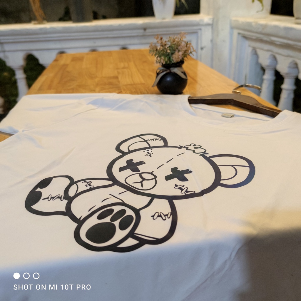 Áo thun GẤU cute XX phản quang 7 màu unisex ( Đen, Trắng)