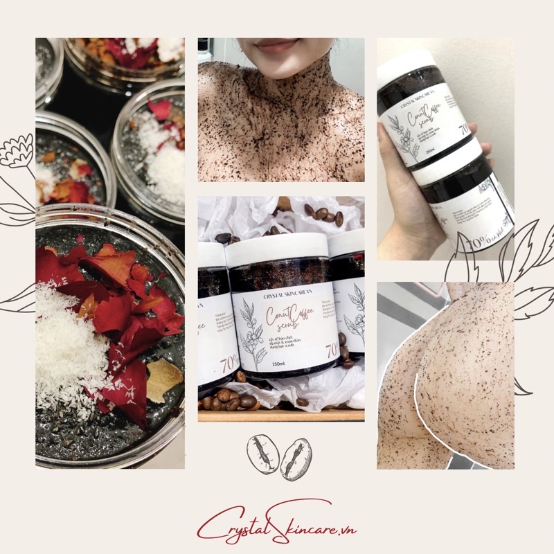 CONUT COFFEE SCRUB - tẩy tế bào chết cà phê hữu cơ cho da mặt và toàn thân handmade