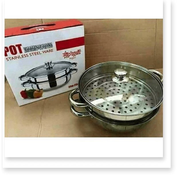 Nồi hấp 2 tầng bằng inox đa năng