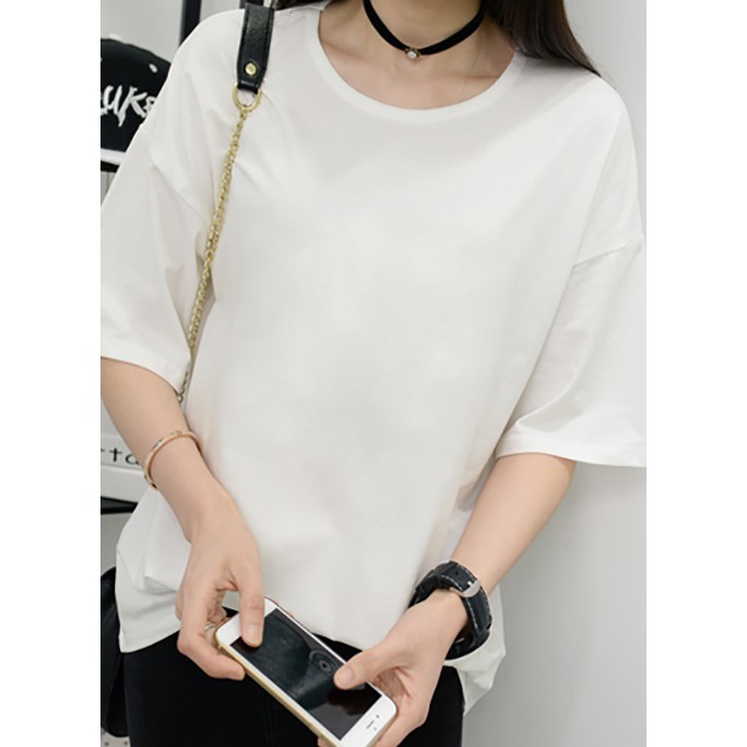 áo thun tay lỡ màu trắng FOME RỘNG có chọn size, chất thun xịn 0ffk9