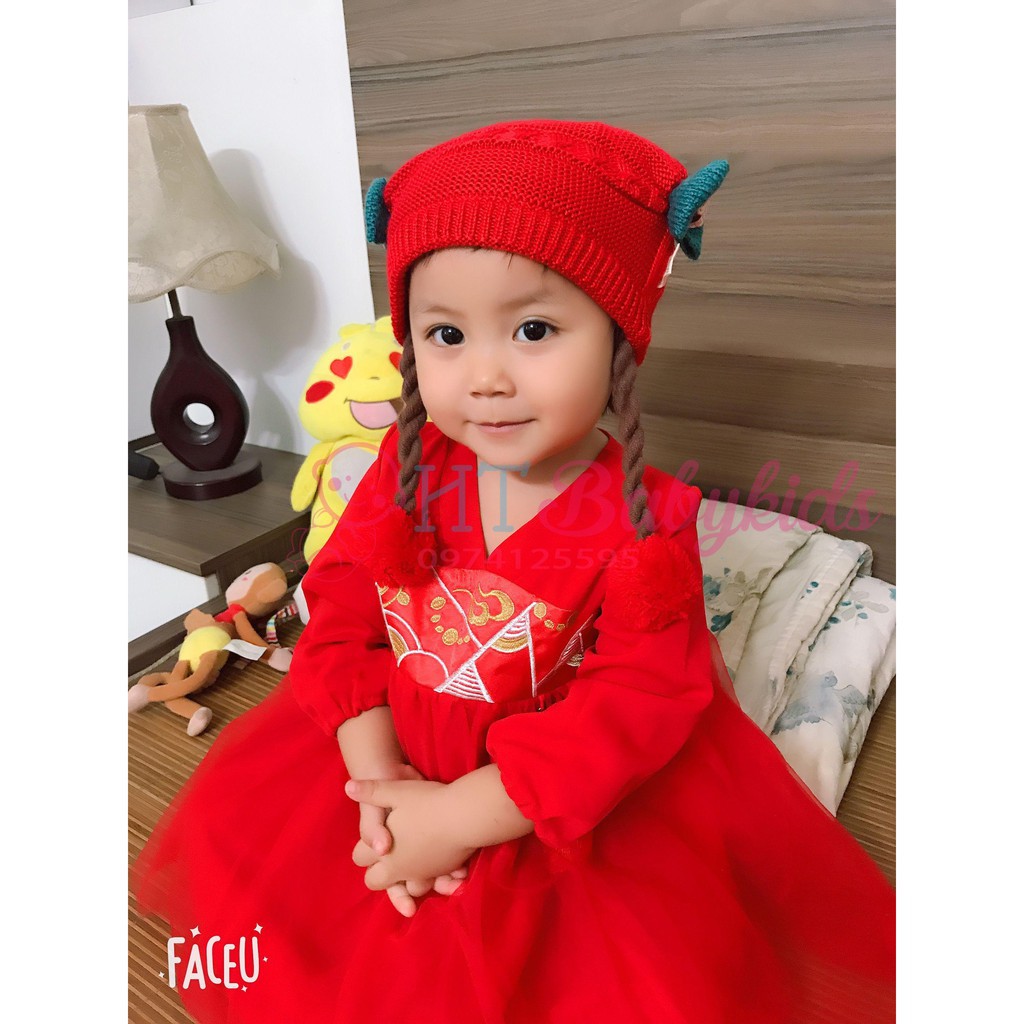[ MẪU HOT ] Váy Đỏ Diện Tết Cho Bé Kiểu Dáng KIMONO [ CAM KẾT HÀI LÒNG 100% ]