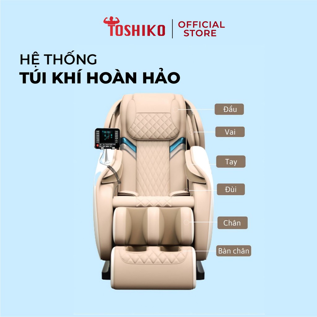 Ghế massage trị liệu toàn thân Toshiko T21 bảo hành 6 năm công nghệ con lăn và túi khí cao cấp giúp thư giãn tại nhà