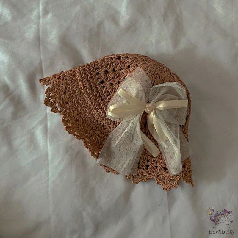 Mũ Rộng Vành Chống Nắng Thắt Nơ Xinh Xắn Cho Bé Gái