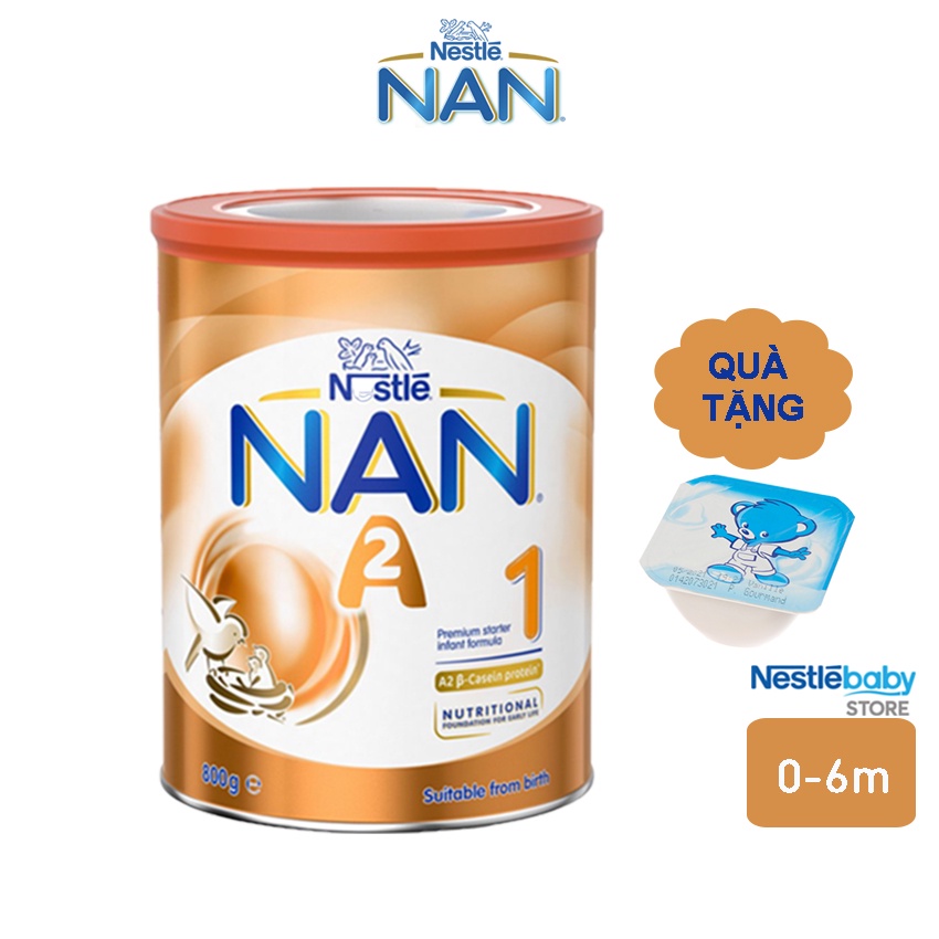 [Tặng 1 hộp váng sữa Nestle 60g]Sữa Bột NAN A2 Úc Số 1 800g