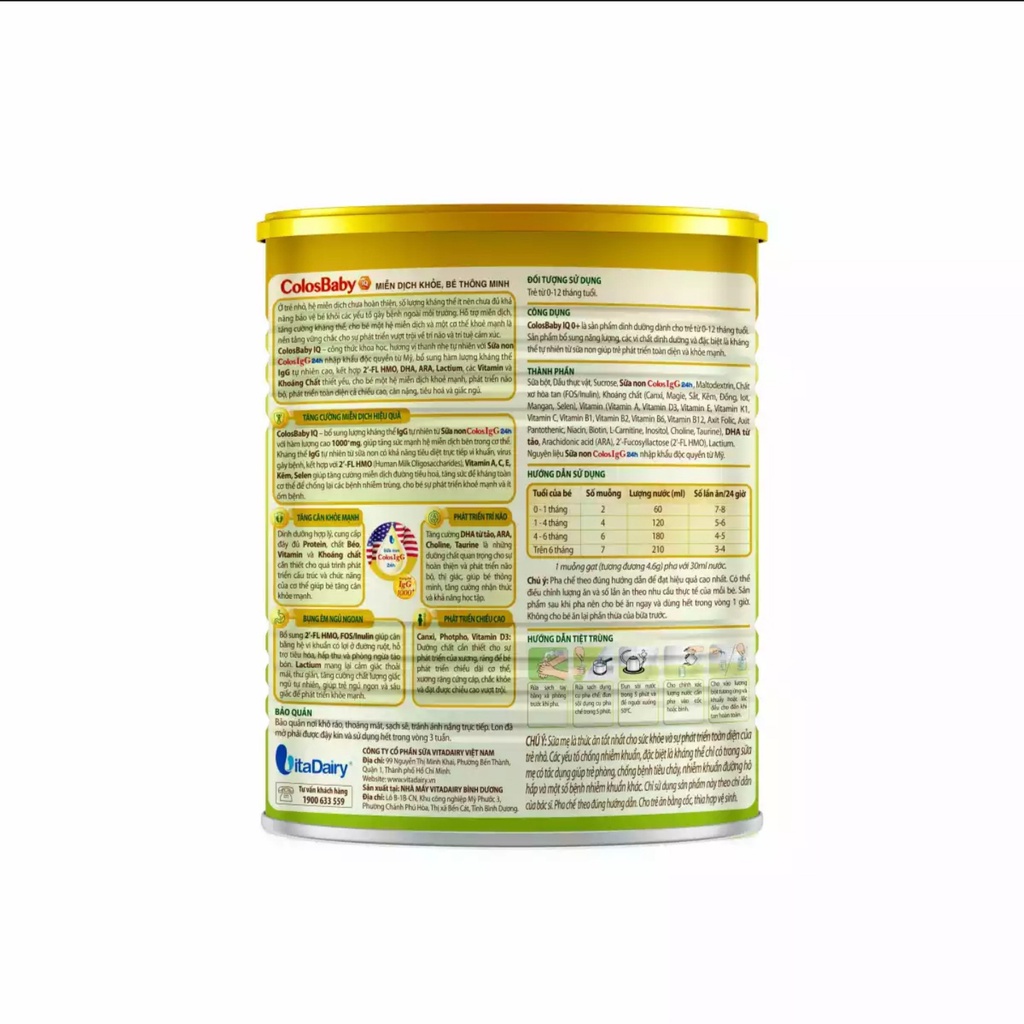 [HSD T7-2024] [Quét Mã QR - Tích Lũy Đổi Quà] Combo 2 Lon Sữa Bột Colosbaby IQ Gold 0+ 800g/lon