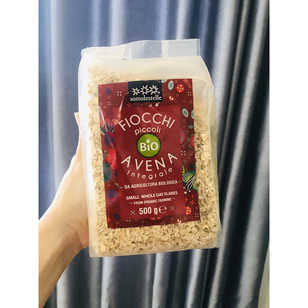 Yến mạch nguyên cám hữu cơ cán vụn cho bé Sottolestelle 500g [date 8.2022]