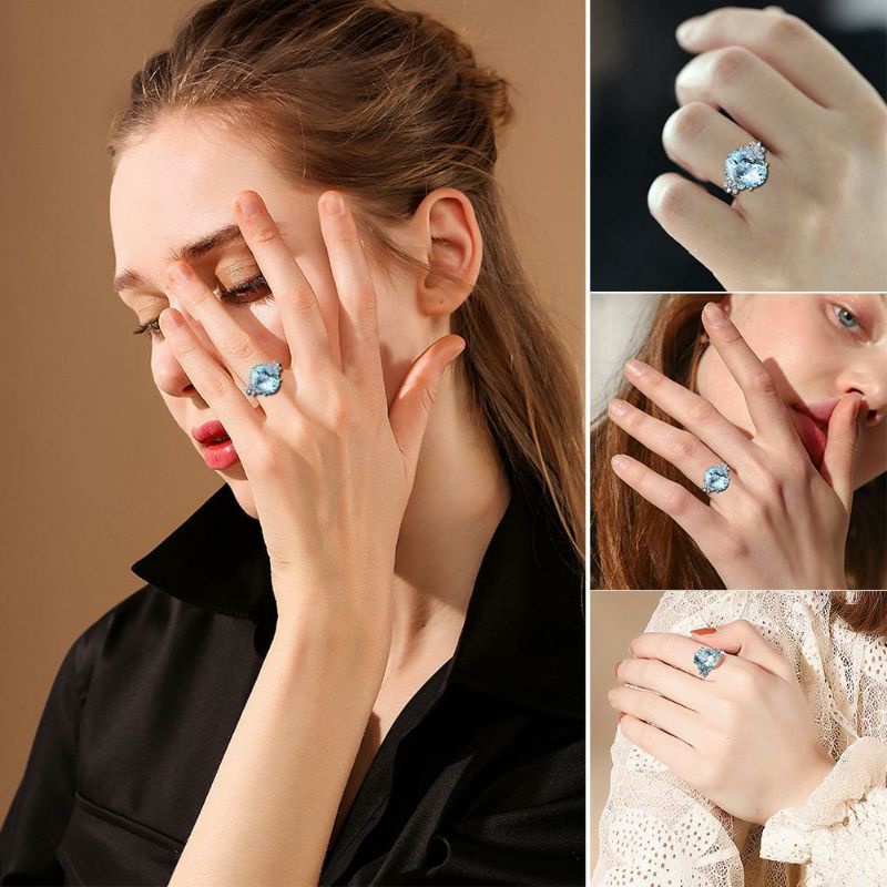 Nhẫn đính đá xanh ngọc may mắn thời trang