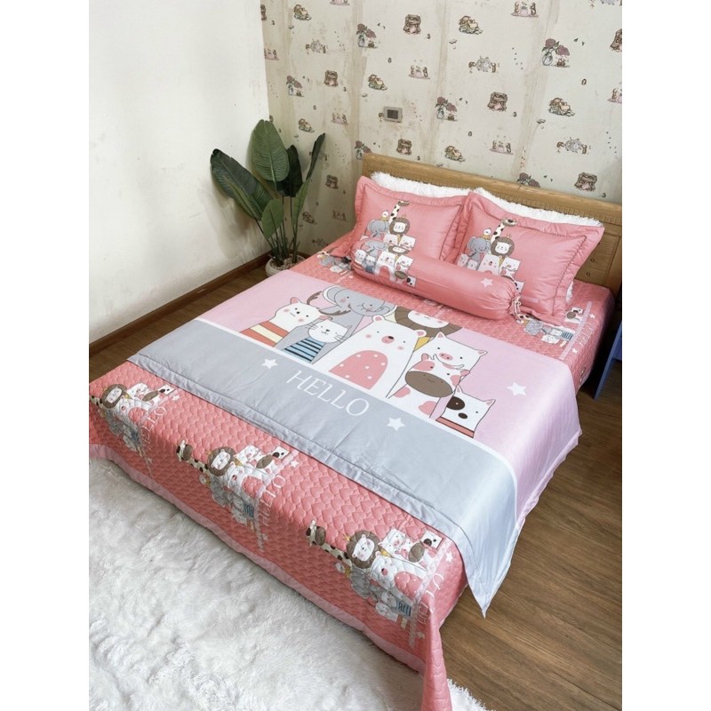 Bộ Chăn Ga Cotton Cotton Living Ga Phủ Trần Bông Cao Cấp