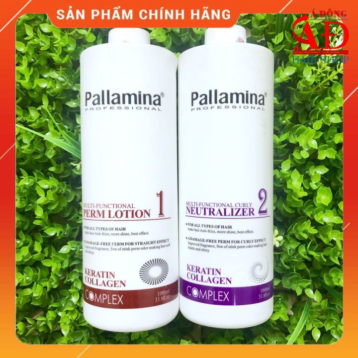 Bộ Thuốc uốn tóc Pallamina Collagen (uốn nóng) 1000mlx2
