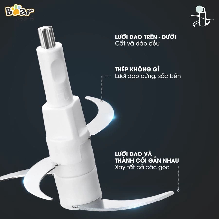 Máy Xay Đa Năng BEAR 2.5 Lít HÀNG CHÍNH HÃNG dùng Xay Thịt, Cá, Các Loại Gia Vị - Bảo Hành 12 Tháng