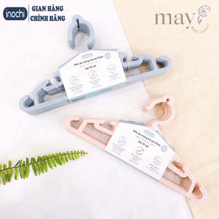 set 10 móc quần áo cho bé, mắc quần áo cho trẻ nhựa hokori 2830
