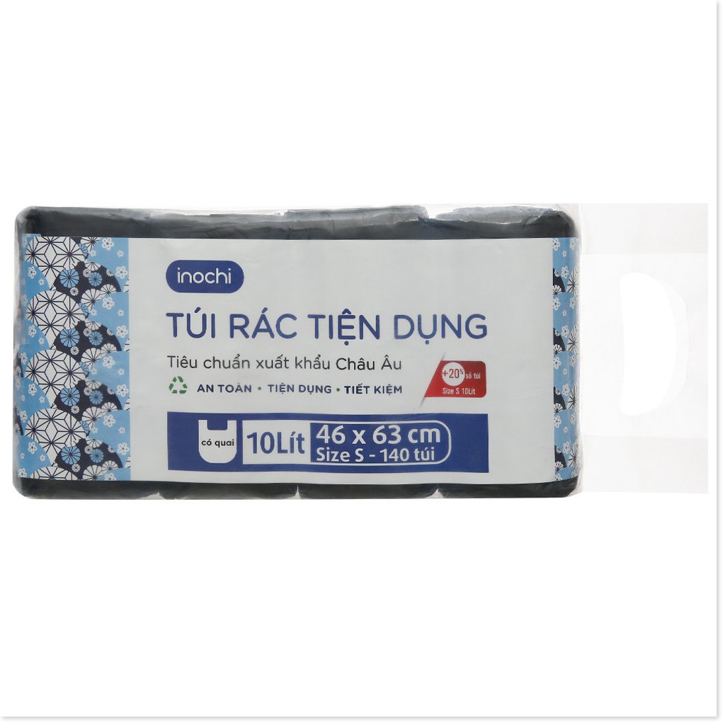 Lô 4 cuộn túi rác y tế tự hủy Inochi tiện dụng 10L ĐEN