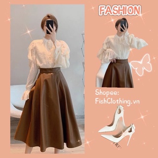 OOrDER🎀Áo sơ mi ren kiểu tiểu thư cổ tàu tay loe gợn sóng sang chảnh/Áo quý tộc công chúa cúc ngọc Hàn Quốc vintage