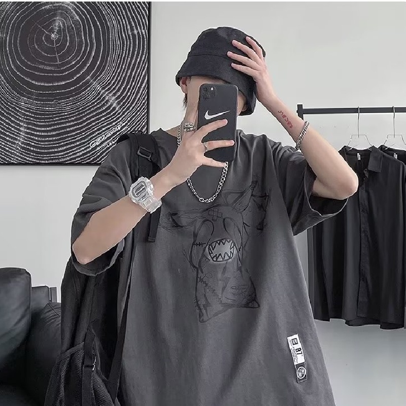 Áo Thun Dáng Rộng In Họa Tiết Hoạt Hình Phong Cách Hàn Quốc Thời Trang Mùa Hè Cho Nam Và Nữ size M-8XL