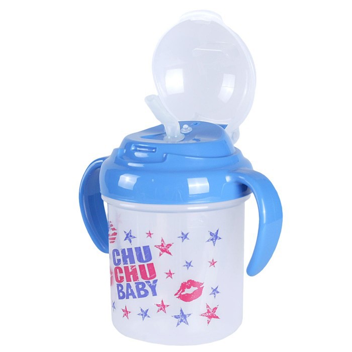 Bình uống nước có ống hút Chuchu Baby bé tập uống, chống sặc chính hãng - màu xanh