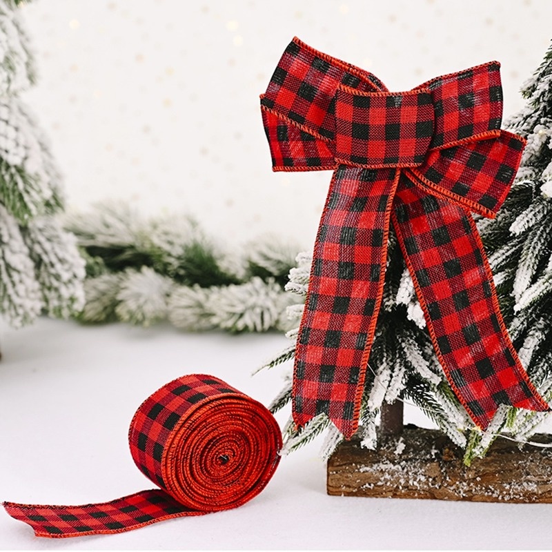 Cuộn Dây Ruy Băng Họa Tiết Lưới Nhiều Màu Sắc 5cm * 6m Trang Trí Giáng Sinh