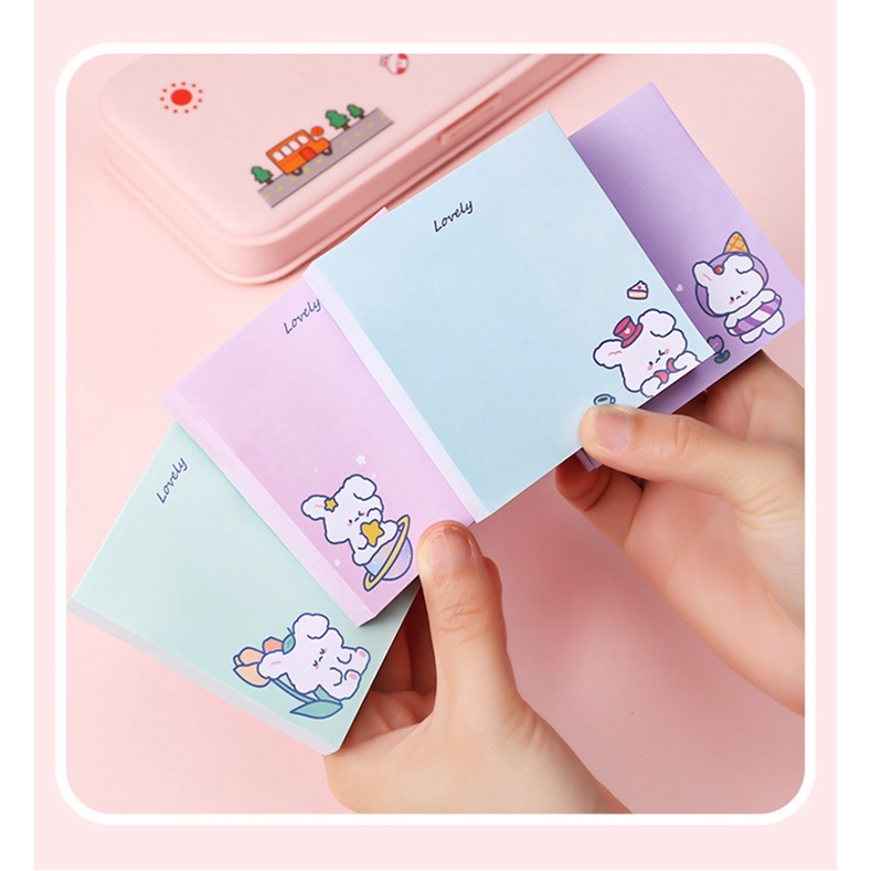 Giấy note, giấy ghi chú hình Thỏ Trắng, 80 tờ, kích thước 8*8 cm Sakura Shop