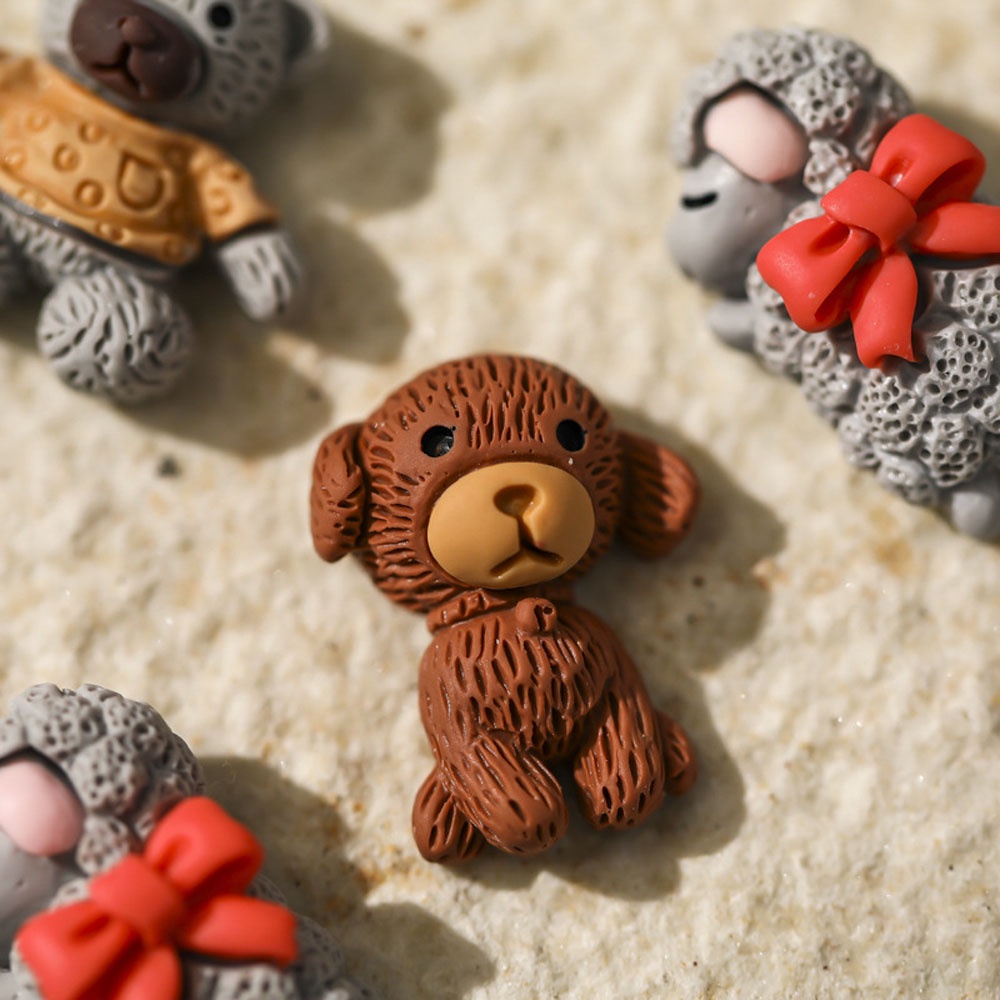 Bộ 10 Phụ Kiện Trang Trí Móng Tay Hình Gấu Teddy 3D Dễ Thương Diy