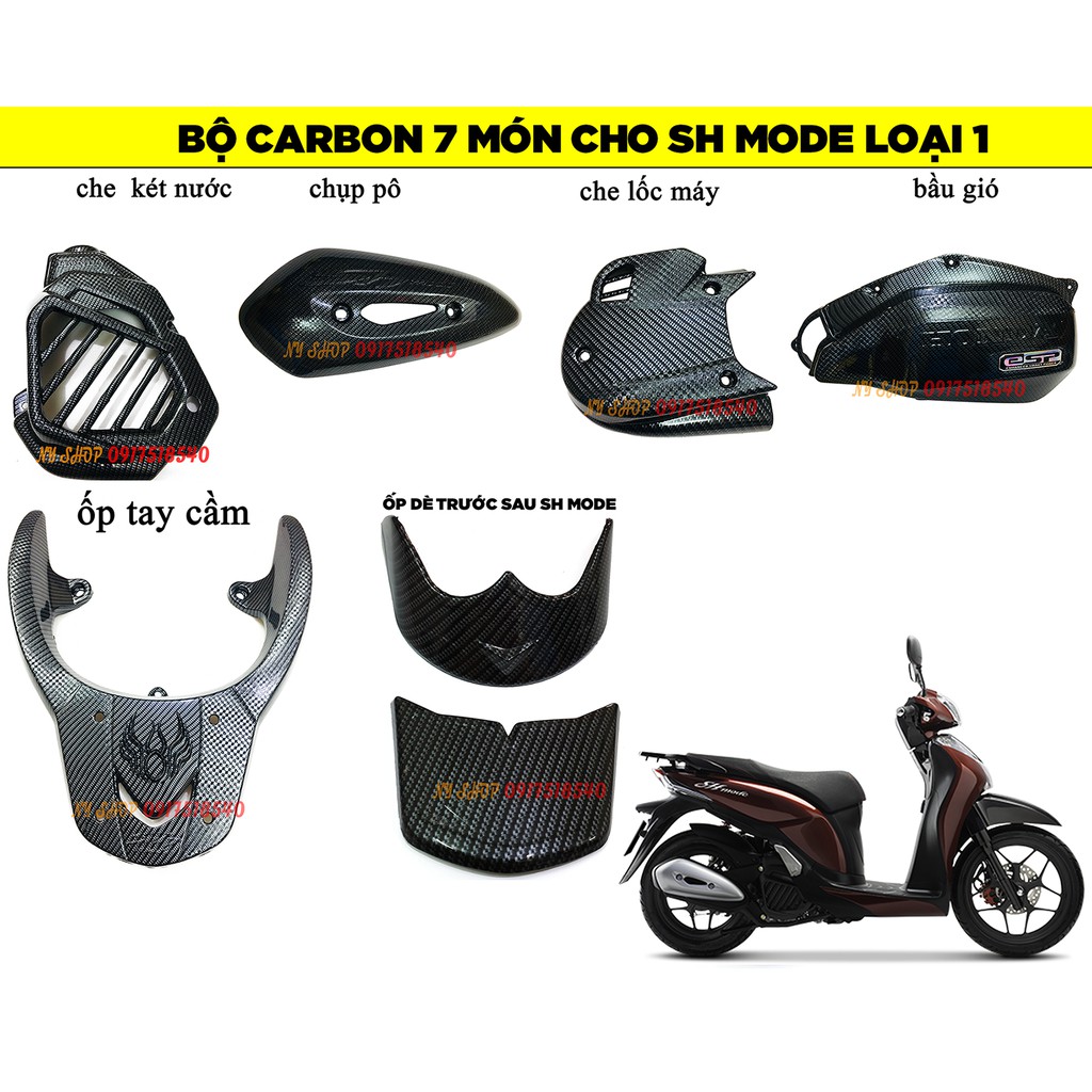 COMBO BỘ CARBON 7 MÓN CHO SH MODE 2015 - 2019  (HÀNG ARTISTAR LOẠI 1)