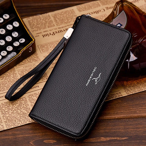 Ví dài cầm tay có khóa kéo đựng thẻ / điện thoại thanh lịch đơn giản cho nam