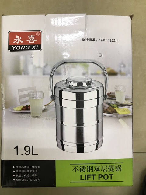 Cặp lồng 3 ngăn giữ nhiệt tốt. Loại sịn và dầy.dung tích 1,9lit.