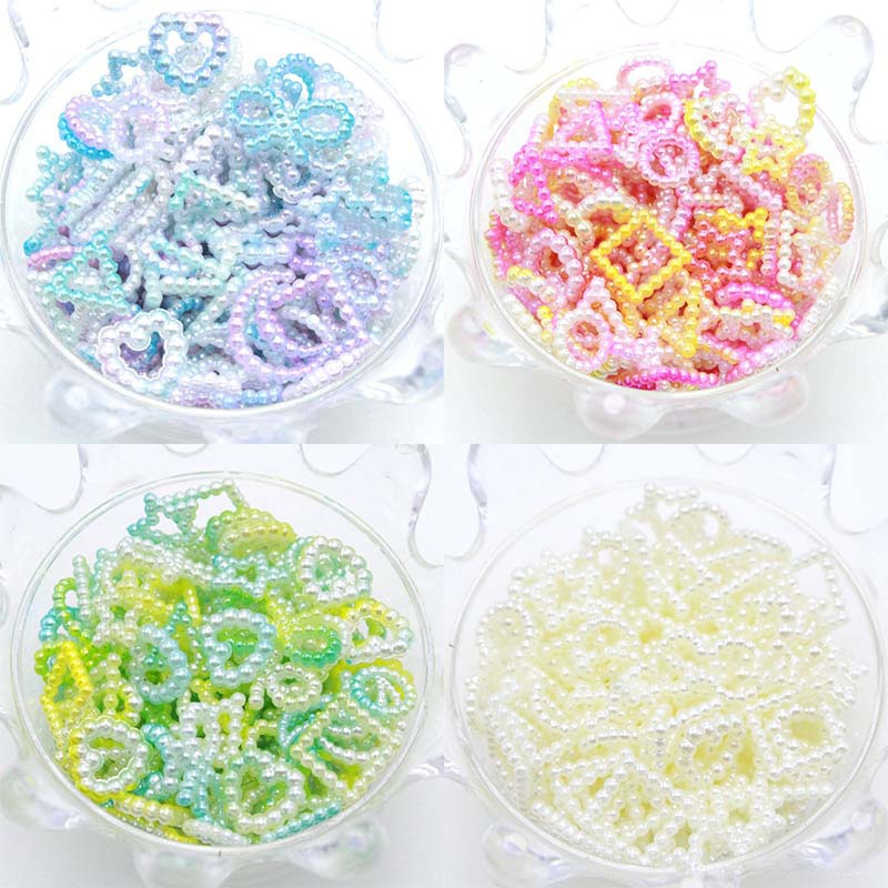 [Còn Hàng] Hạt Ngọc Trai ABS Màu Gradient Hình Nơ Trái Tim Trang Trí Diy Trang Trí Điện Thoại Diy [Giao Hàng Nhanh]