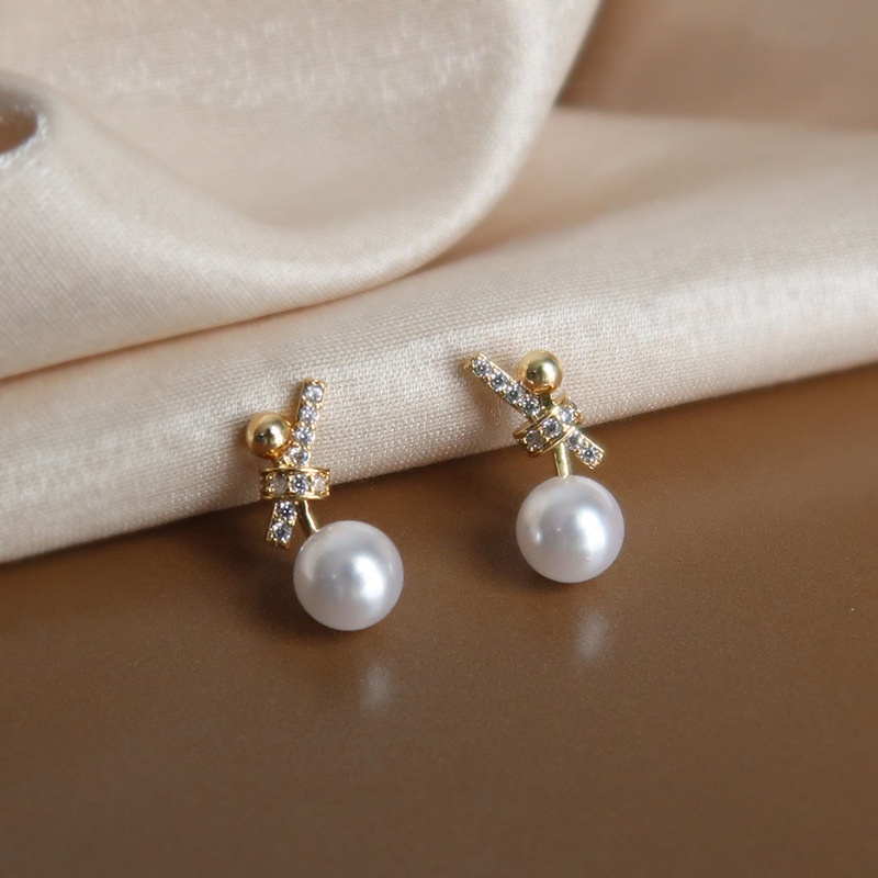 Bông tai mạ bạc 925 đính ngọc trai thiết kế đơn giản thời trang cho nữ