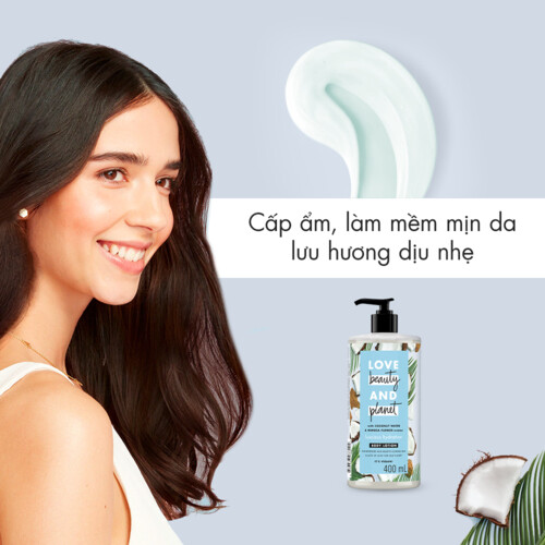 Sữa dưỡng thể LOVE BEAUTY &amp; PLANET chăm da mềm mịn Luscious Hydration với 100% dừa tươi organic 400ml